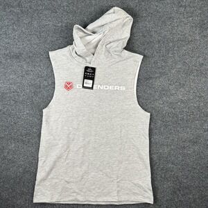 NWT DC Defenders XFL Grey Sleeveless Hoodie Sweatshirt Logo Men's Size Small